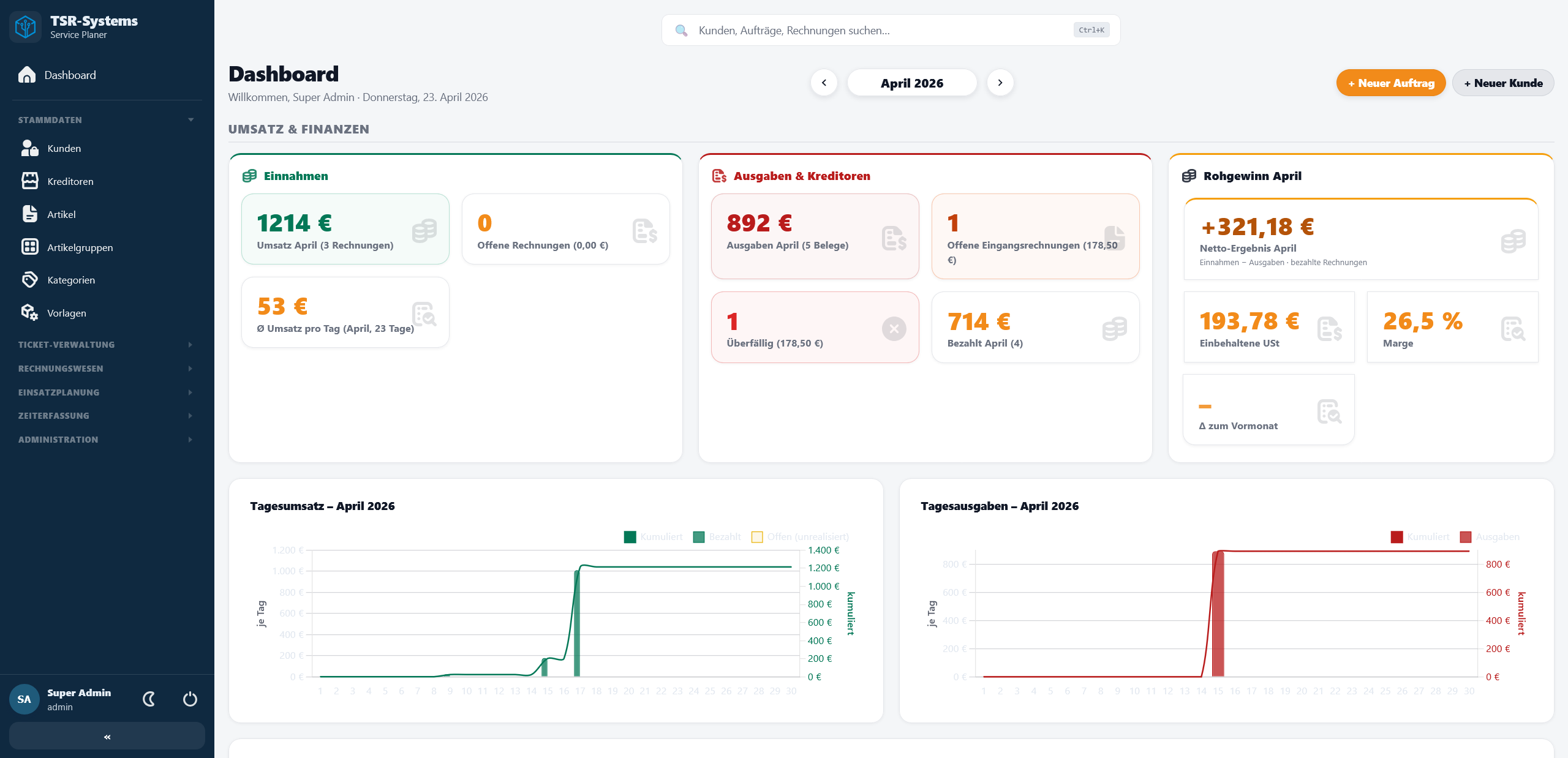 OPERON Dashboard Screenshot